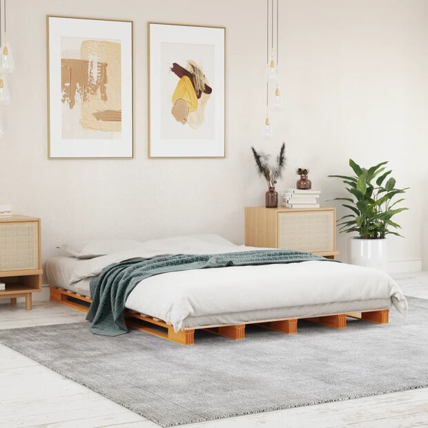 Palletbed massief grenenhout wasbruin 140x200 cm 1