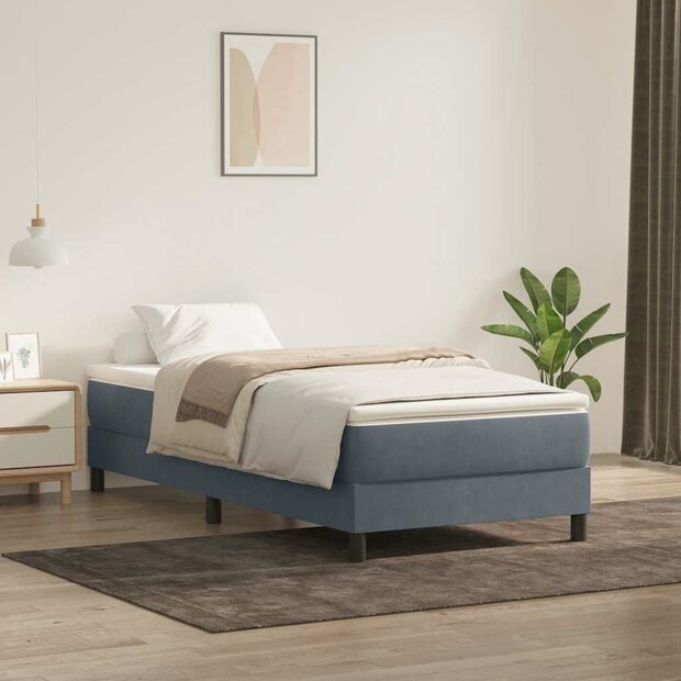 Boxspring zonder matras fluweel donkergrijs 100x220 cm 1