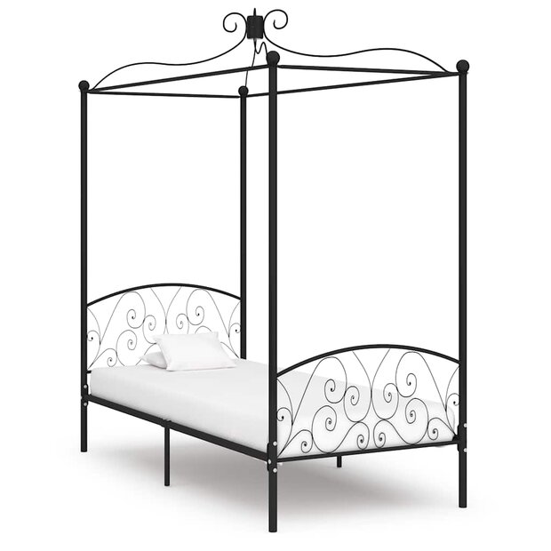 Hemelbedframe metaal zwart 90x200 cm 1