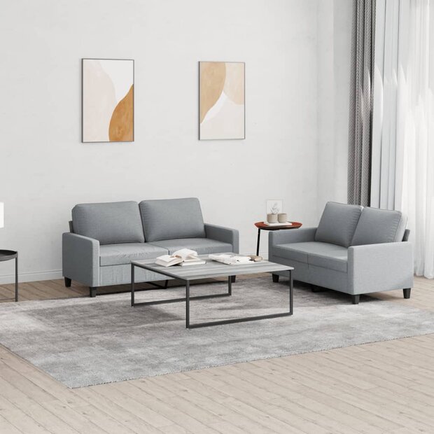 2-delige Loungeset met kussens stof lichtgrijs 1