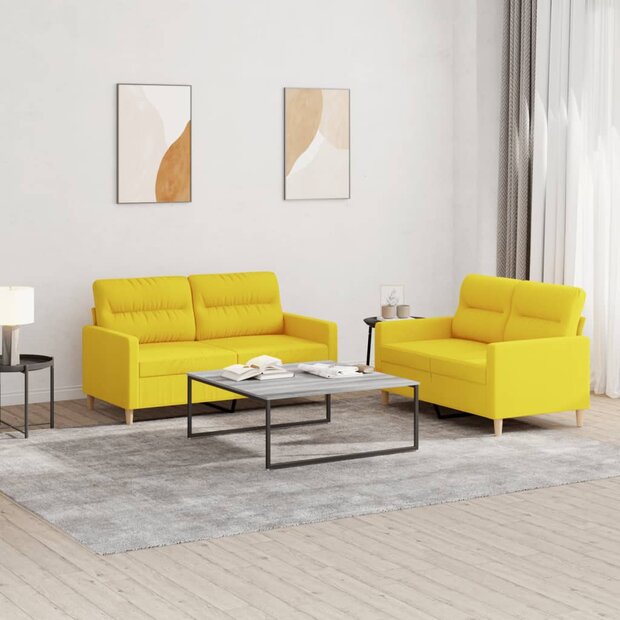 2-delige Loungeset met kussens stof lichtgeel 1