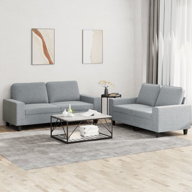 2-delige Loungeset stof lichtgrijs 1