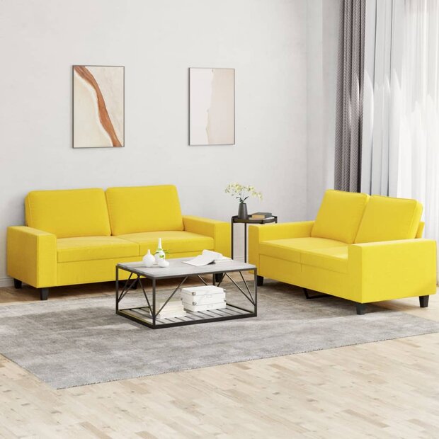 2-delige Loungeset stof lichtgeel 1