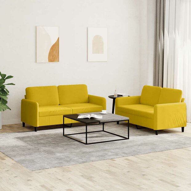 2-delige Loungeset fluweel geel 1
