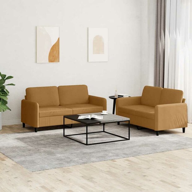 2-delige Loungeset fluweel bruin 1