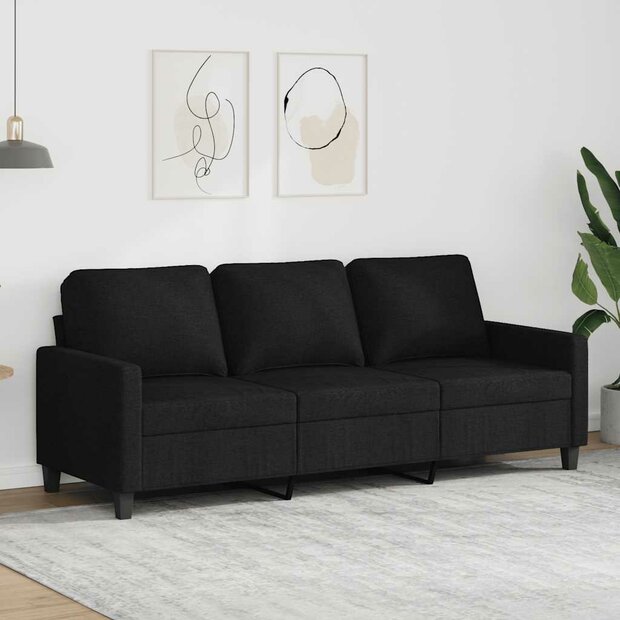 Driezitsbank 180 cm stof zwart 1