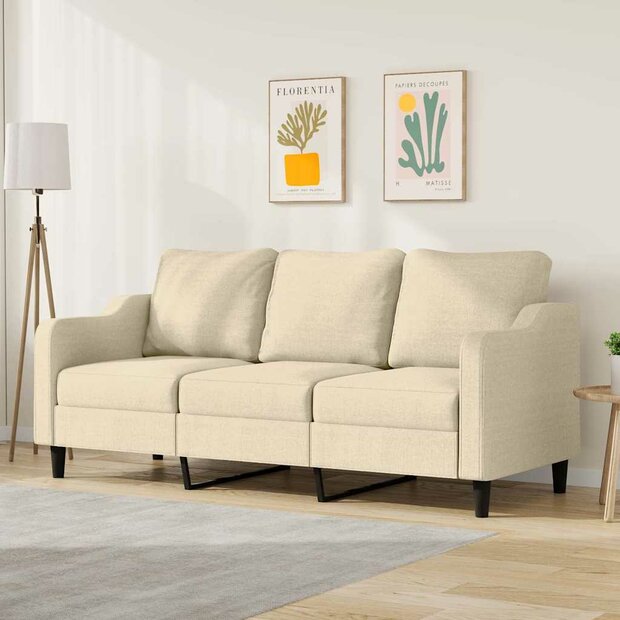 Driezitsbank 180 cm stof cr&amp;egrave;mekleurig 1