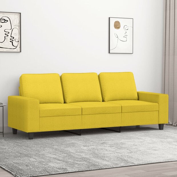 Driezitsbank 180 cm stof lichtgeel 1