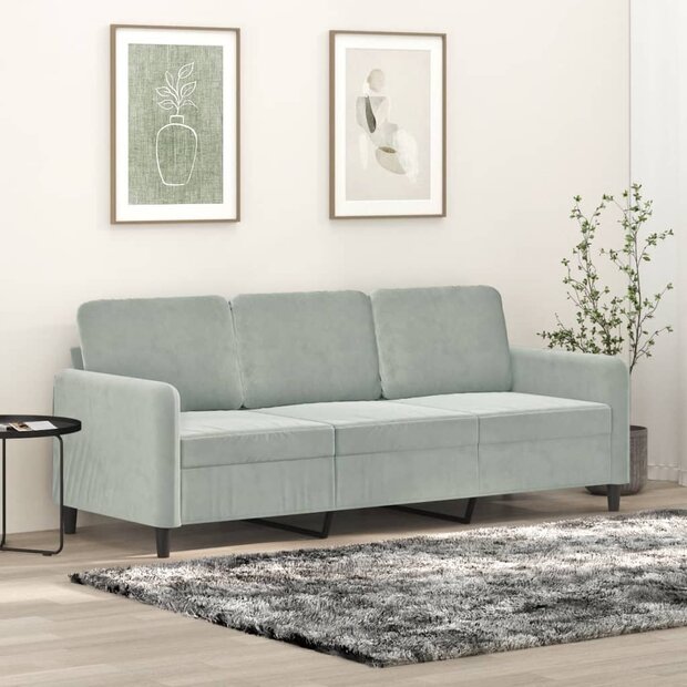 Driezitsbank 180 cm fluweel lichtgrijs 1