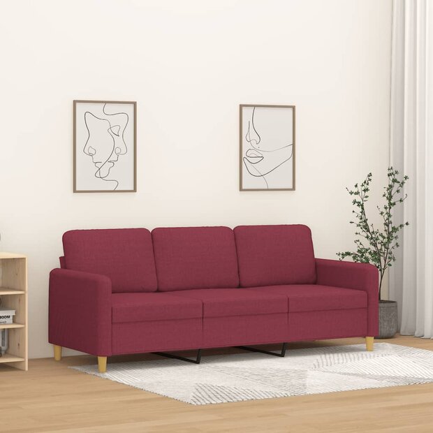 Driezitsbank 180 cm stof wijnrood 1