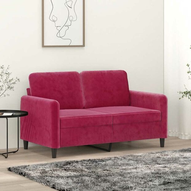Tweezitsbank 120 cm fluweel wijnrood 1