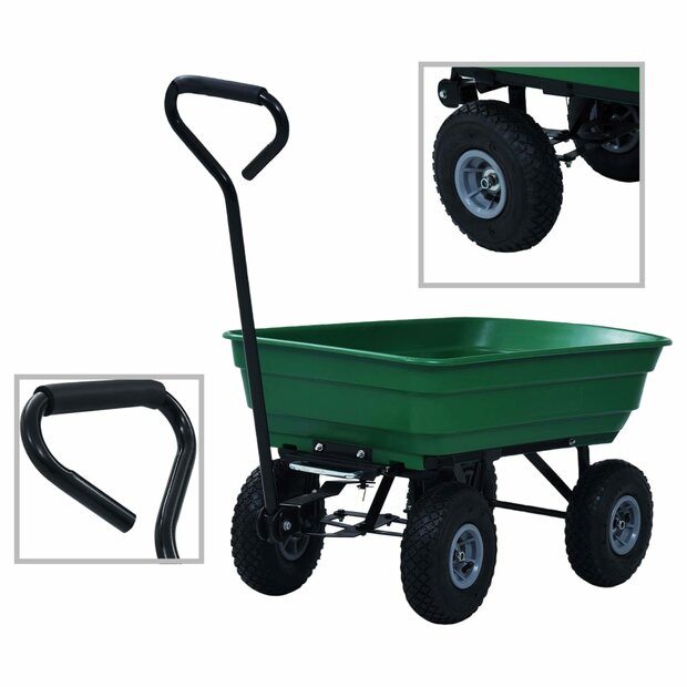 Tuinkiepwagen 300 kg 75L groen 1