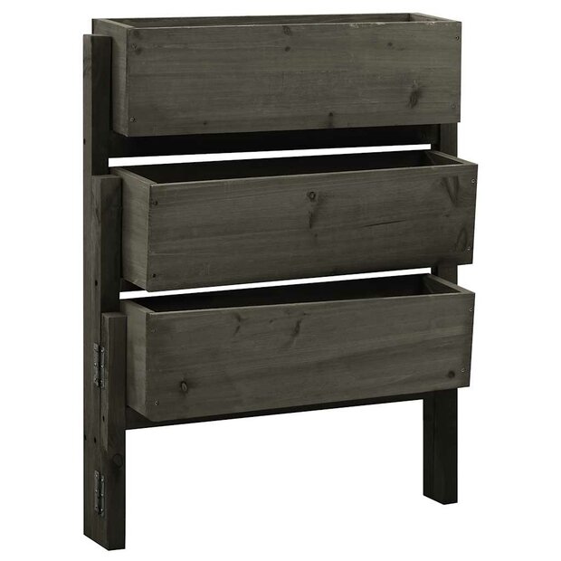 Plantenbak inklapbaar 60x14x75 cm massief vurenhout grijs 1