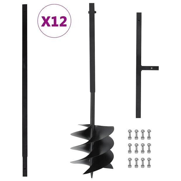 Grondboor met handvat 250 mm met verlengbuis 12 m staal 1
