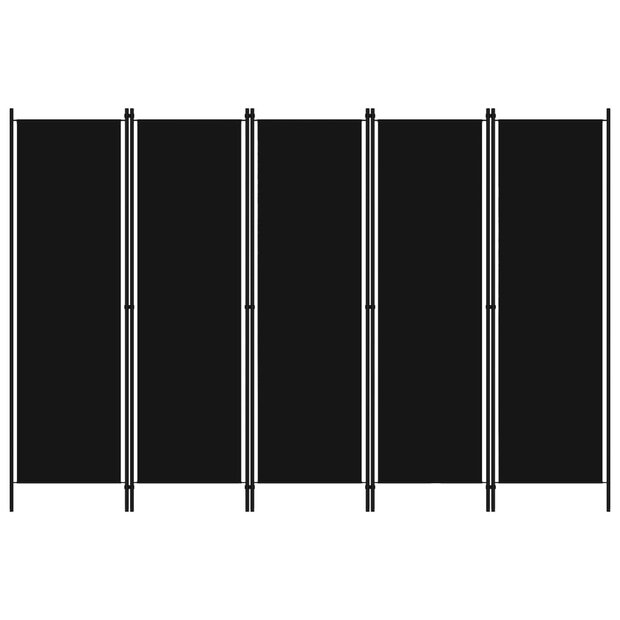 Kamerscherm met 5 panelen 250x180 cm zwart 1
