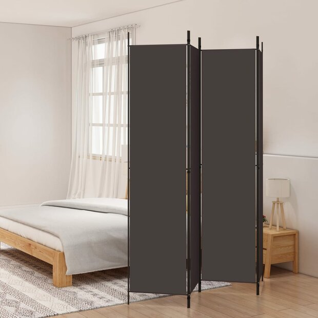  Kamerscherm met 4 panelen 200x220 cm stof bruin 1