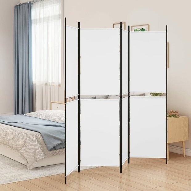 Kamerscherm met 4 panelen 200x180 cm stof wit 1