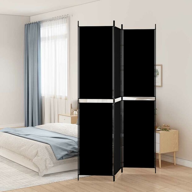 Kamerscherm met 3 panelen 150x220 cm stof zwart 1