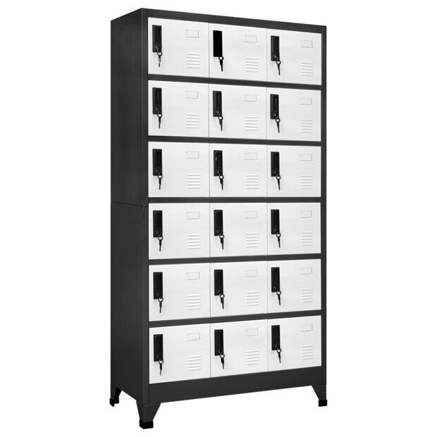 Lockerkast 90x40x180 cm staal antracietkleurig en wit 1