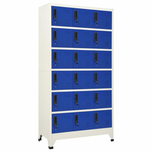 Lockerkast 90x40x180 cm staal grijs en blauw 1