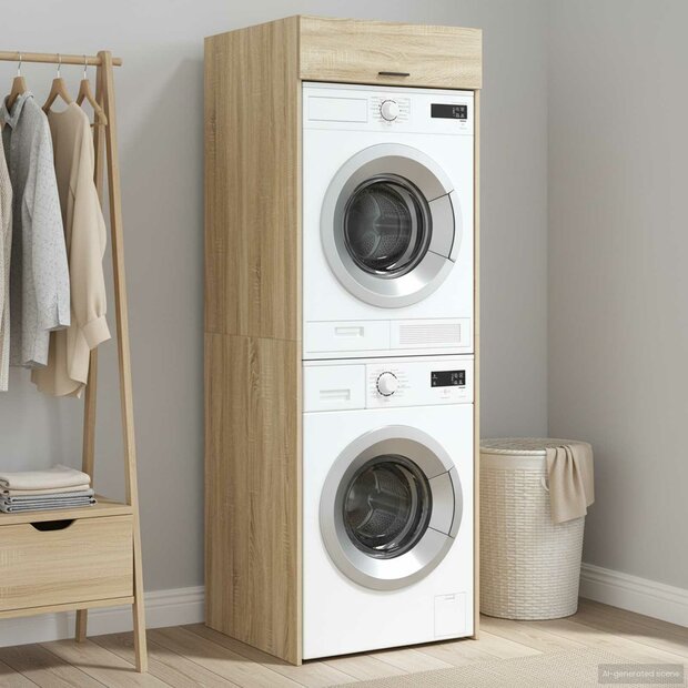 Wasmachinekast Sonoma 67,5 x 68 x 200 cm Bewerkt hout 1