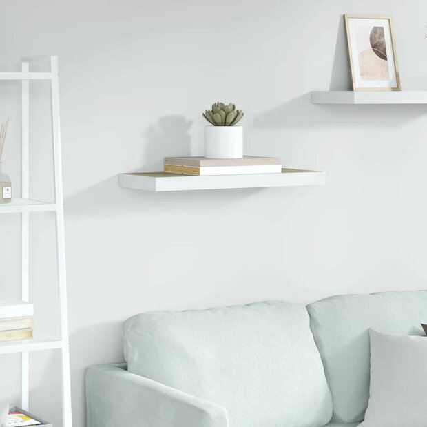 Wandschap zwevend 60x23,5x3,8 cm MDF eikenkleurig en wit 1