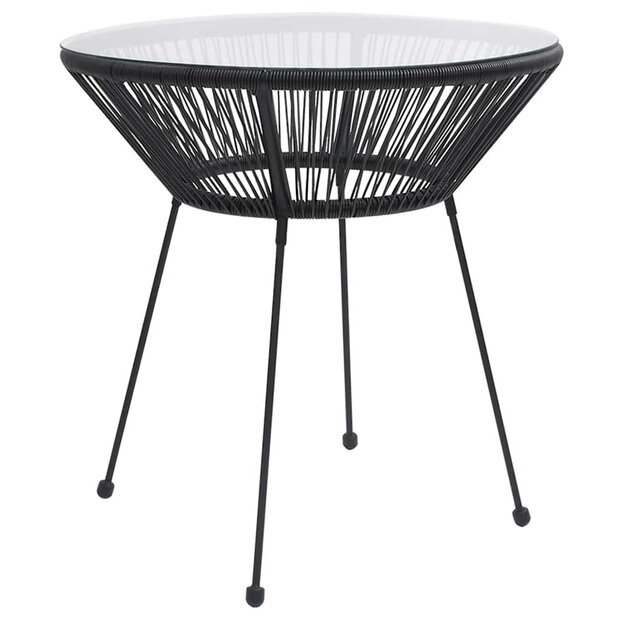 Tuintafel &amp;Oslash;70x74 cm rattan en glas zwart 1
