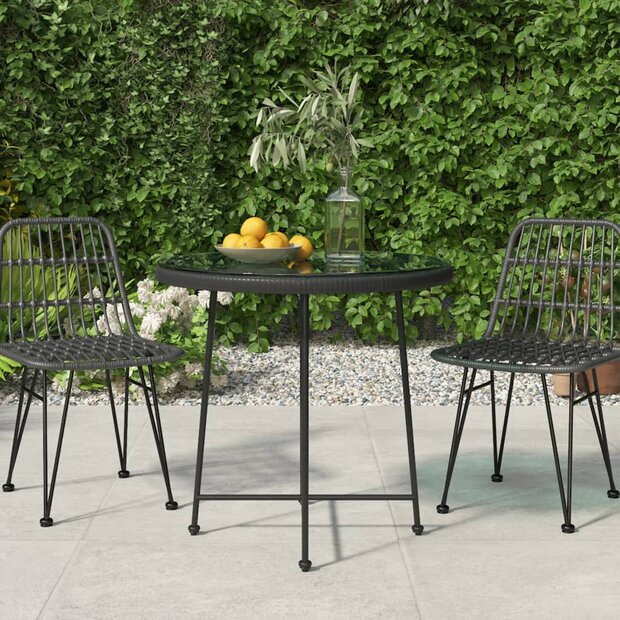 Eettafel &amp;Oslash;80 cm gehard glas en staal zwart 1