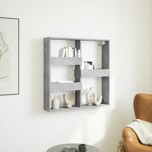 Wandkast 80x15x80 cm bewerkt hout betongrijs 1