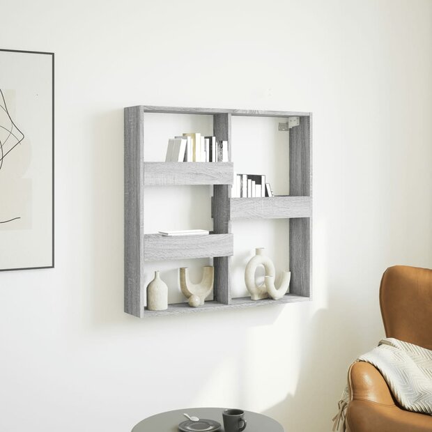 Wandkast 80x15x80 cm bewerkt hout grijs sonoma eikenkleurig 1