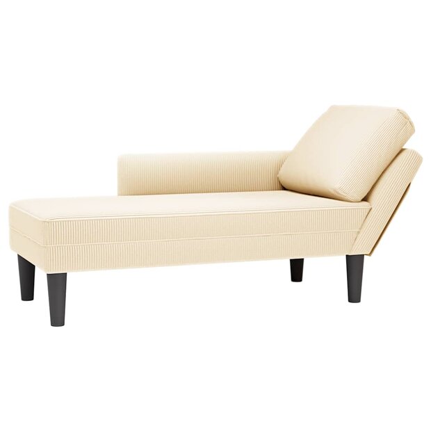 Chaise longue met kussen corduroy stof cr&amp;egrave;mekleurig 1