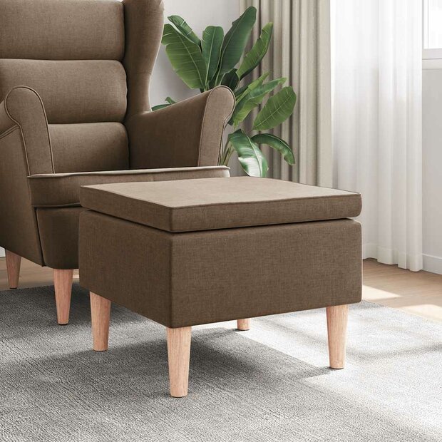 Kruk met houten poten stof bruin 1