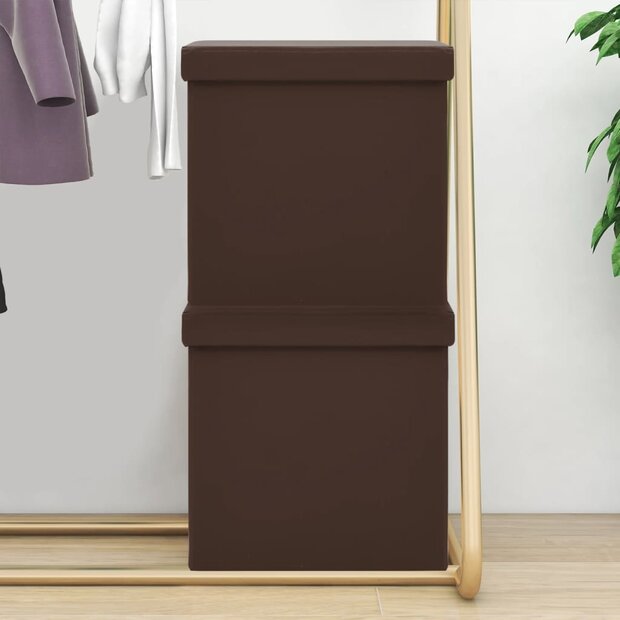 Opbergkrukken inklapbaar 2 st PVC bruin 1