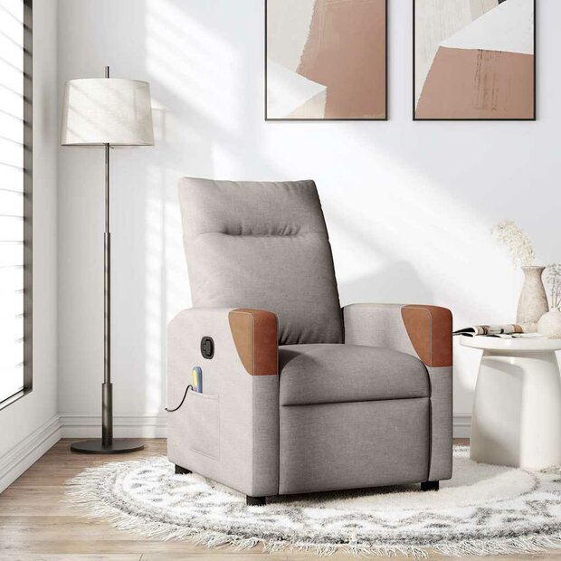 Massagestoel verstelbaar stof taupe 1