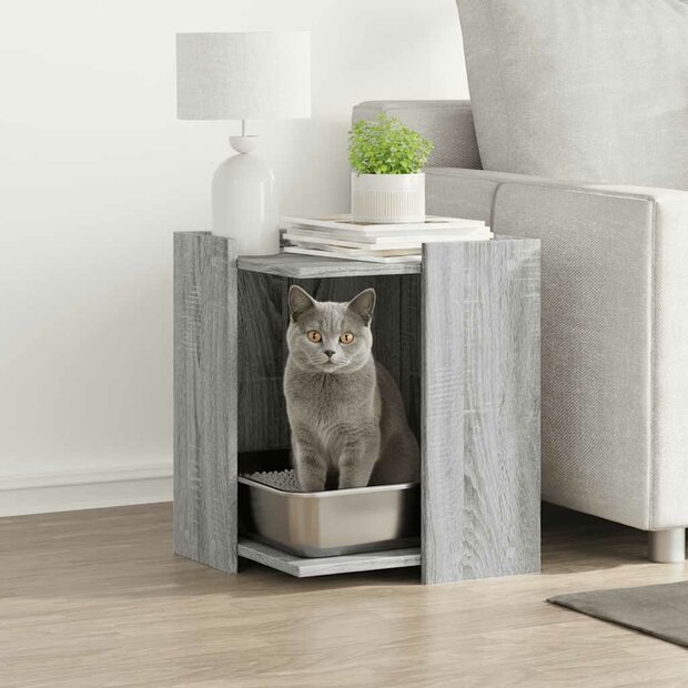 Kattenbakkast 42x42x51 cm bewerkt hout grijs sonoma eikenkleur 1