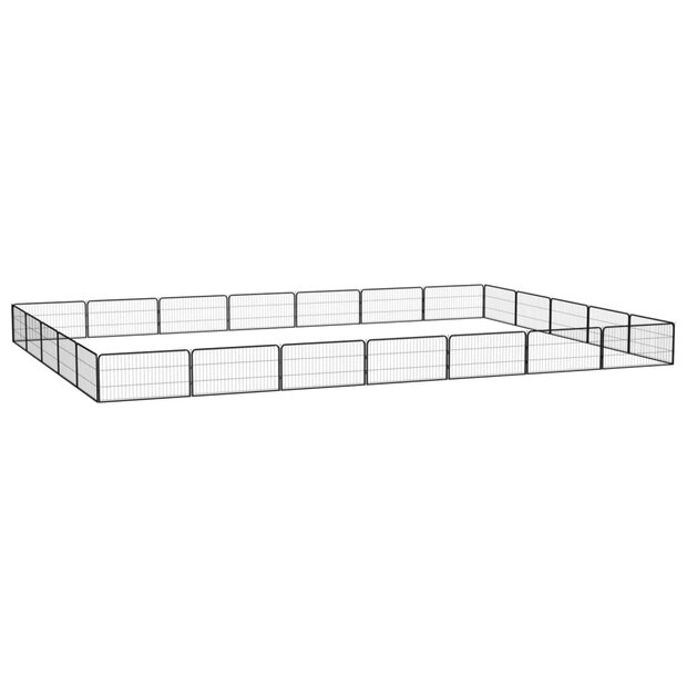Hondenkennel 24 panelen 100x50 cm gepoedercoat staal zwart 1