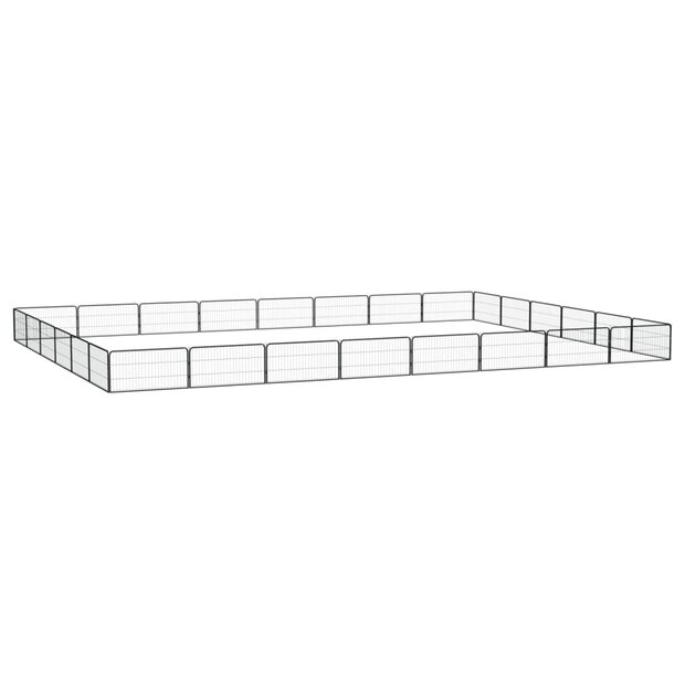 Hondenkennel 28 panelen 100x50 cm gepoedercoat staal zwart 1