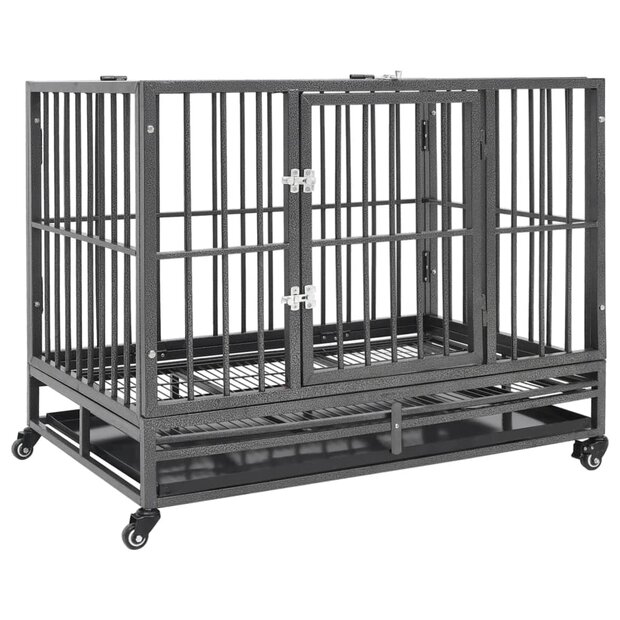 Hondenbench met wielen 92x62x76 cm staal 1