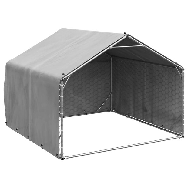 Hondenhok voor buiten met hoes 2x2x1,5 m gegalvaniseerd staal 1