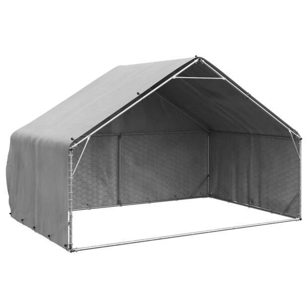 Hondenhok voor buiten met deksel 3x2x1,9 m gegalvaniseerd staal 1