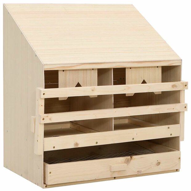 Kippenlegkast 2 compartimenten 63x40x65 cm massief grenenhout 1