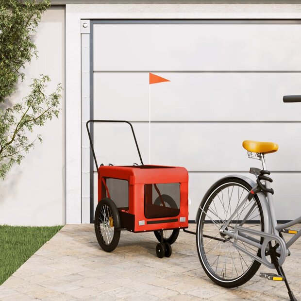 Hondenfietstrailer oxford stof en ijzer oranje en zwart 1