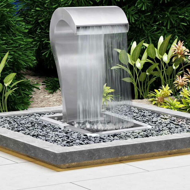 Tuinwaterval 34x49x82 cm roestvrij staal zilverkleurig 1