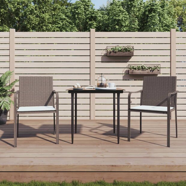 Tuinstoelen 2 st met kussens 56x59x84 cm poly rattan bruin 1