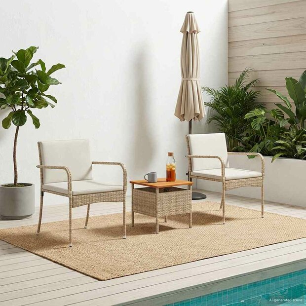 Tuinset Beige poly rattan 1
