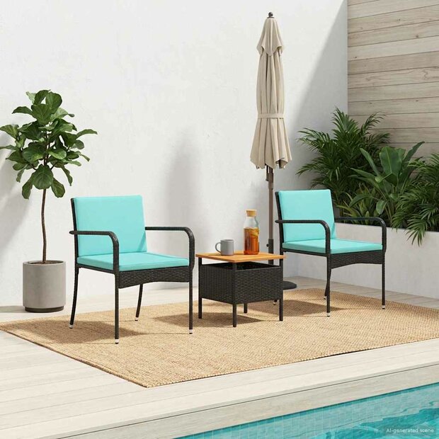 Tuinset Zwart poly rattan 1