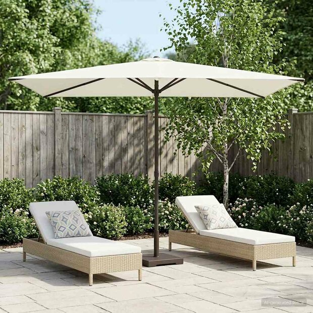 Tuinparasol 200 x 300 cm Polyester Rechthoekig Cr&amp;egrave;mekleurig 1