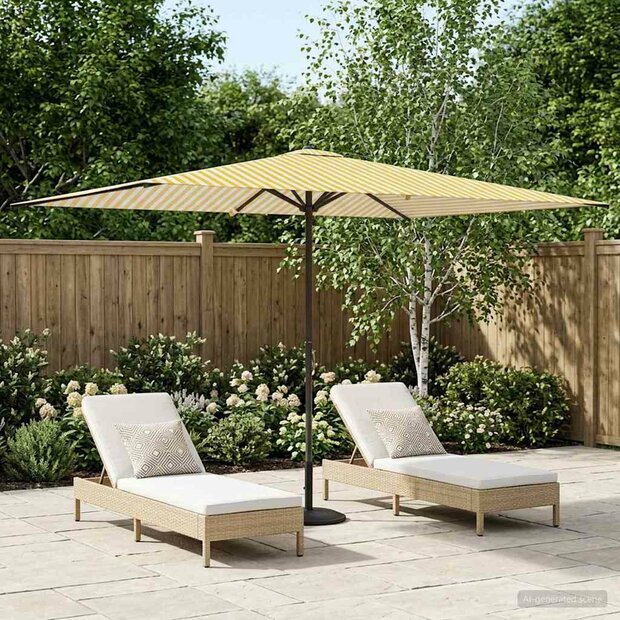 Tuinparasol 200 x 300 cm Polyester Rechthoekig Geel en Wit 1