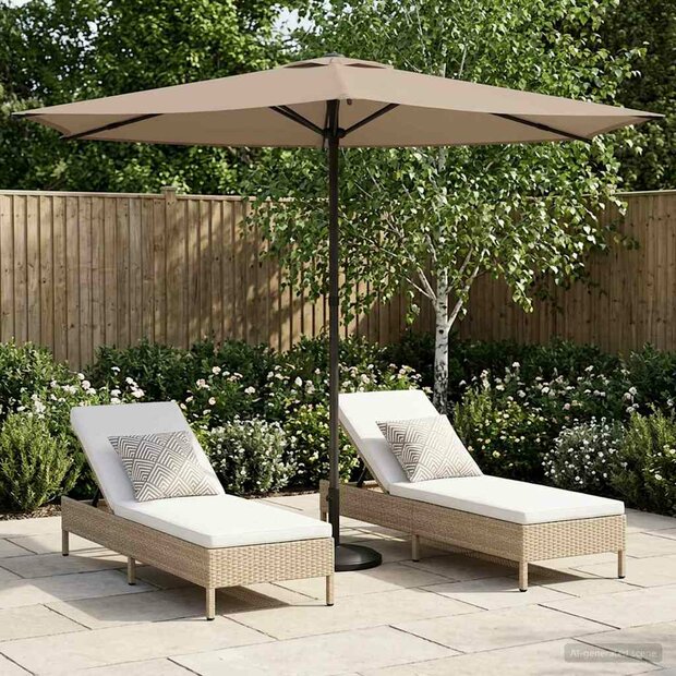Tuinparasol 270 x 270 cm Polyester Rechthoekig Taupe 1