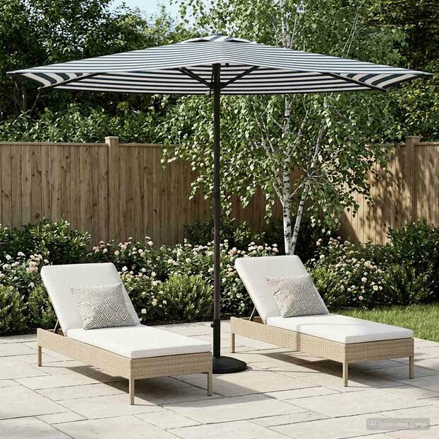 Tuinparasol 270 x 270 cm Polyester Rechthoekig Blauw en Wit 1
